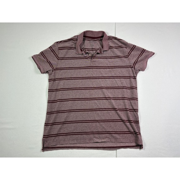St. John's Bay Other - St Johns Bay Legacy Polo Mens XXL Burgundy Maroon Striped Short Sleeve Cotton